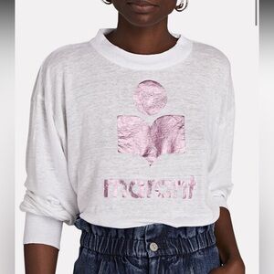 NWOT ISABEL MARANT ÉTOILE Klowia Metallic Logo Linen Top